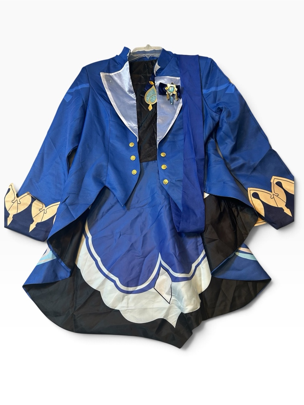Genshin Impact Furina Ousia Cosplay Costume Tailcoat Jacket broach & teardrop
